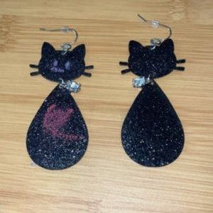 Black Cat Halloween dangling earrings